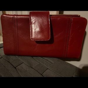 Fossil red leather wallet.  New!